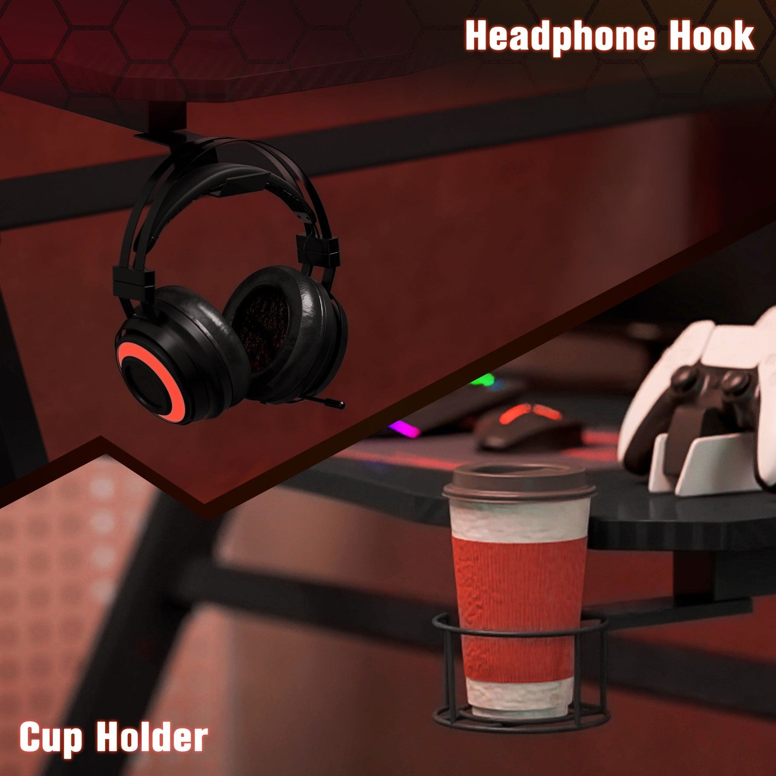 Transform Your Gaming Setup with the Sleek HOMCOM Adjustable Gaming Desk Featuring Steel Frame and Convenient Cup & Headphone Holder