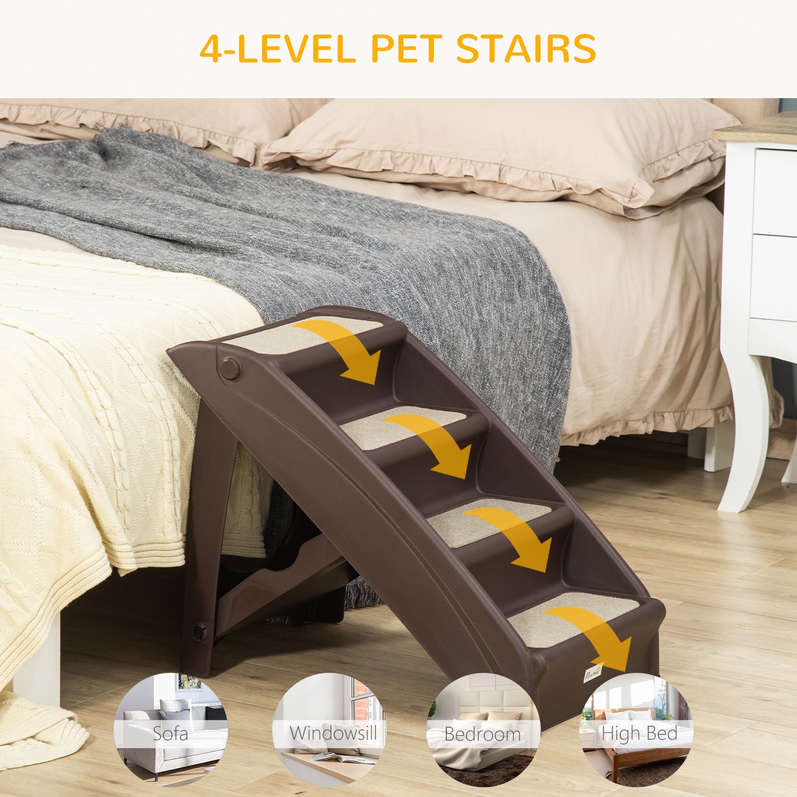 Elevate Your Pet's Comfort with Non-Slip 4-Step Portable Dog Stairs for Easy Access to Beds and Sofas