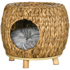 Pawhut Chic Rattan Cat House Stool with Plush Cushion - The Ultimate Retreat for Your Feline Companion!