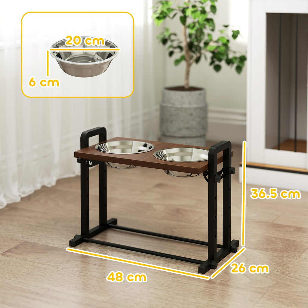 Elevate Your Dog's Dining Experience with Adjustable Raised Bowls - Stylish Brown Design with 4 Heights & 3 Angles