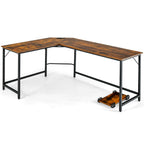 Versatile L-Shaped Desk with Integrated Power Outlet and Sturdy Metal Frame for Ultimate Workspace Efficiency