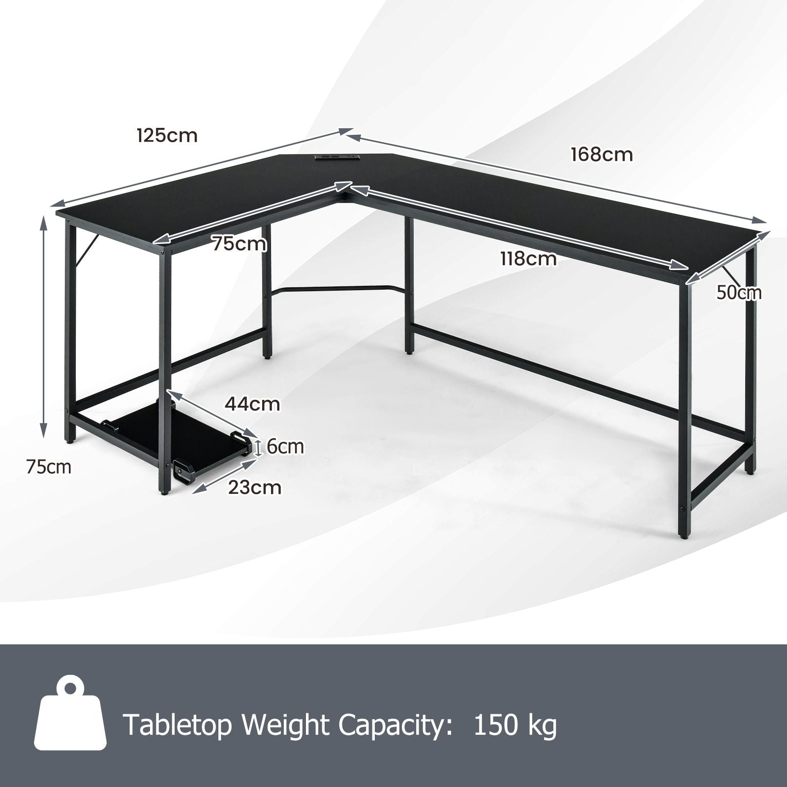 Versatile L-Shaped Desk with Integrated Power Outlet and Sturdy Metal Frame for Ultimate Workspace Efficiency