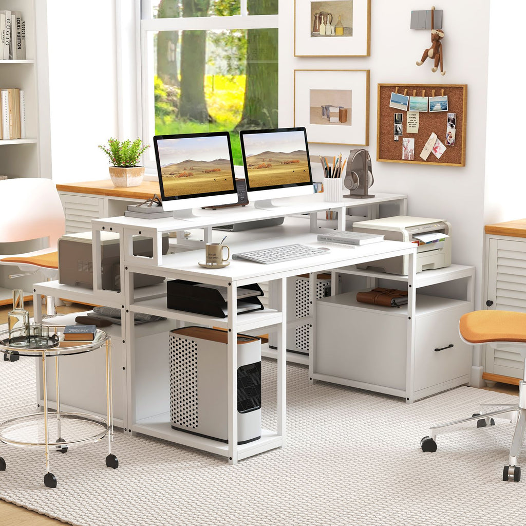 Elevate Your Workspace with the 168 CM Modern Home Office Computer Desk Featuring a Convenient Monitor Stand
