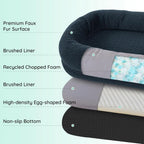 Indulge in Luxury with the Giant Human Dog Bed - Cozy Faux Fur, Orthopedic Foam, and a Soft Blanket in Navy