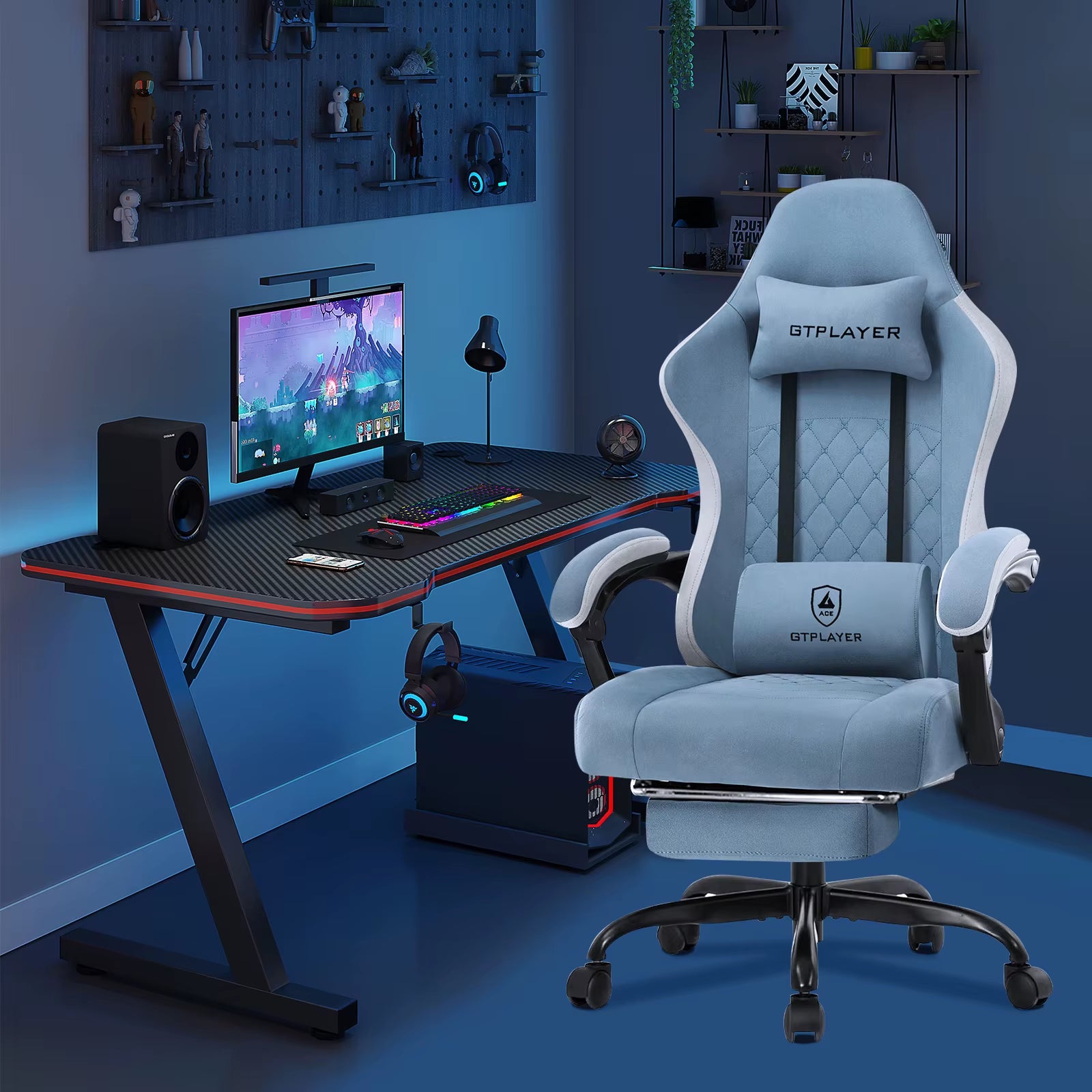 Revolutionary Ergonomic Gaming Chair with Footrest and Pocket Spring Cushion - Ultimate Comfort for Home Office and Gaming Enthusiasts