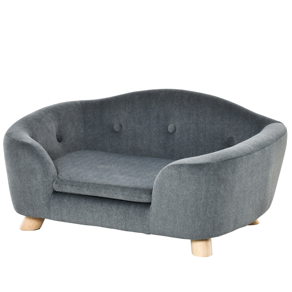 Luxurious Cozy Pet Sofa for Small Dogs & Cats - Elegant Wooden Frame with Removable Washable Cushion