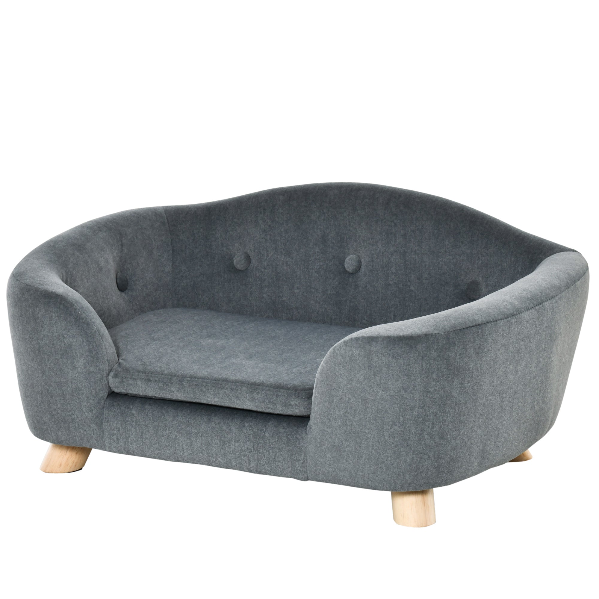 Luxurious Cozy Pet Sofa for Small Dogs & Cats - Elegant Wooden Frame with Removable Washable Cushion