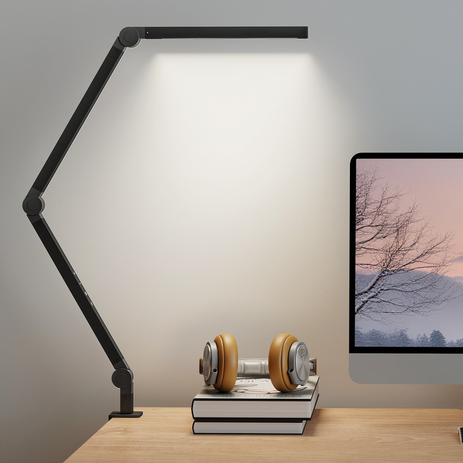 Versatile LED Desk Lamp with Dual Colour Modes - Dimmable Clamp Table Lamp for Study & Work - Sleek Black Design