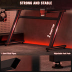 Transform Your Gaming Setup with the Sleek HOMCOM Adjustable Gaming Desk Featuring Steel Frame and Convenient Cup & Headphone Holder