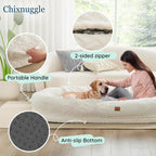 Indulge in Luxury with the Giant Ivory White Human Dog Bed - Orthopedic Foam Comfort with Cozy Blanket and Portable Design