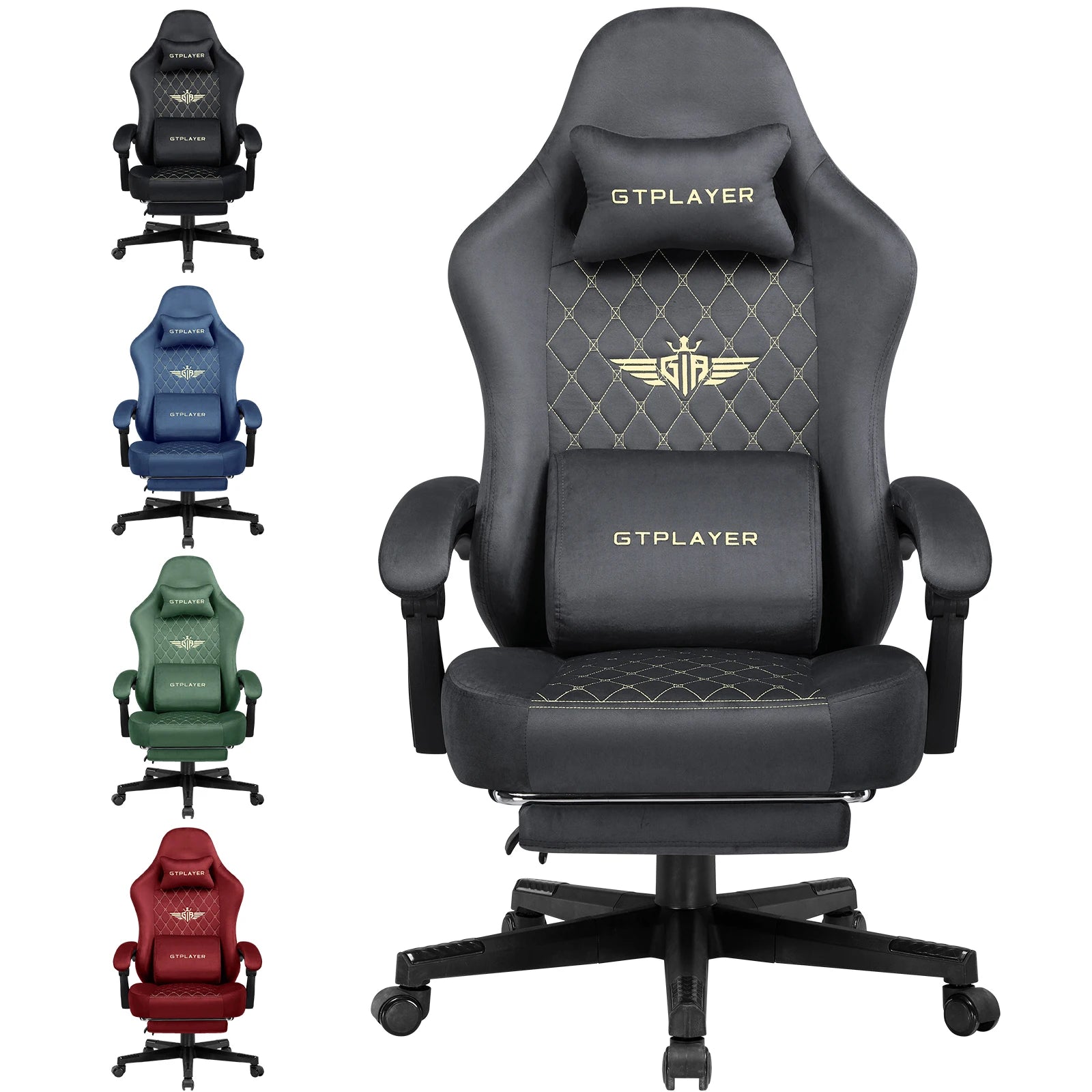 Ultimate Comfort: Ergonomic Fabric Gaming Chair with Adjustable Footrest and Lumbar Support for Home Office