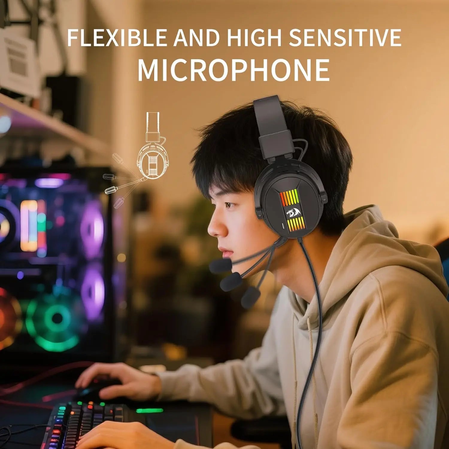 Experience Unmatched Gaming Audio with the H375 Wired Gaming Headset - 53mm Drivers, 7.1 Surround Sound, and Detachable Noise-Cancelling Mic