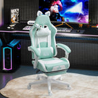 Experience Ultimate Comfort with the Ergonomic Racing Gaming Chair Featuring Recline and Footrest in Sleek Black Faux Leather