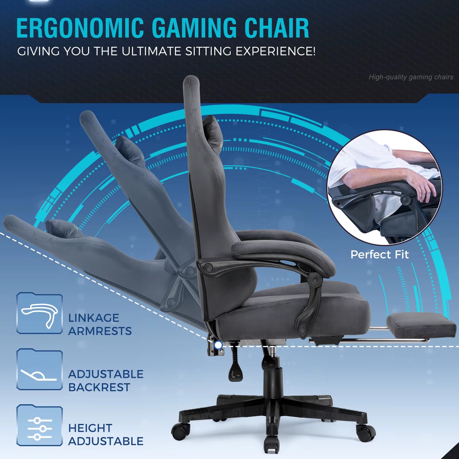 Ultimate Comfort Gaming Chair for Big and Tall Gamers - Ergonomic Design with Adjustable Footrest, Lumbar Support, and Sofa-like Seating for Home Office