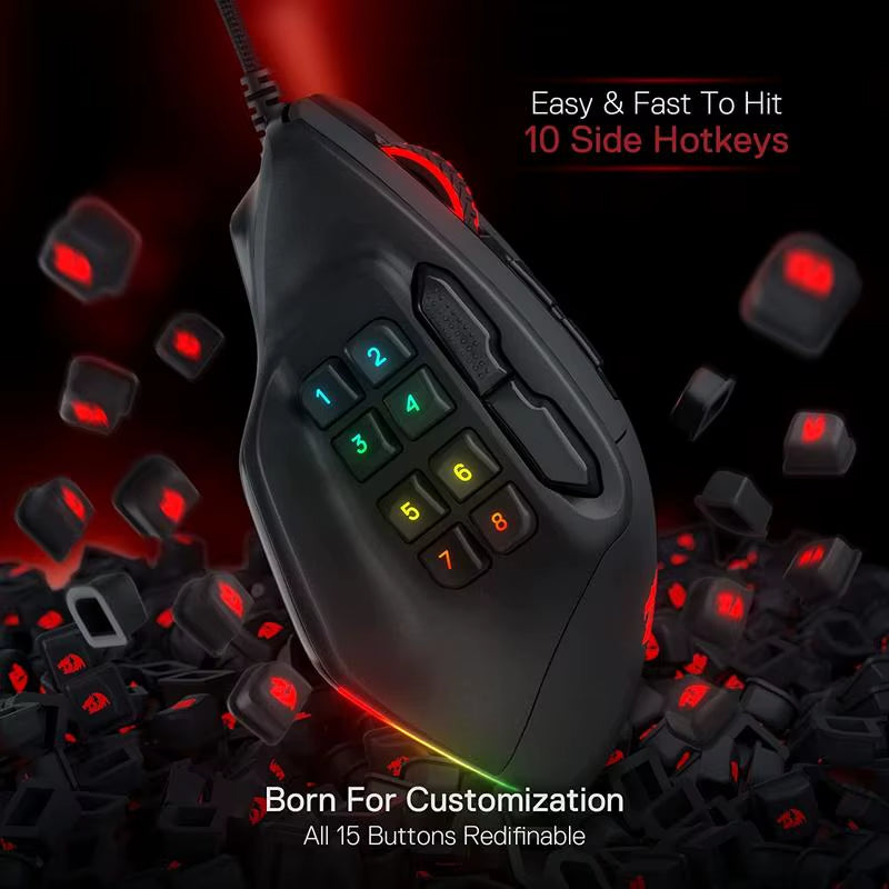 Unleash Your Gaming Potential with the M811 Aatrox Wired RGB MMO Gaming Mouse – 15 Customizable Buttons for Ultimate Control and Comfort