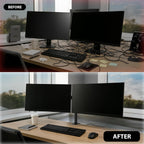Elevate Your Workspace with the Adjustable Double Twin Arm Desk Mount for 13”-32” LCD Monitors and TVs