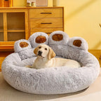 Indulge Your Dog with the Cozy Bear Paw Plush Bed - A Calming Non-Slip Cushion for Large Dogs