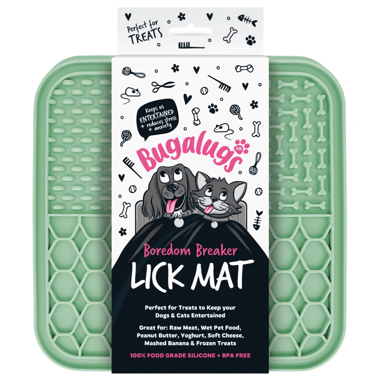 Transform Mealtime into Fun with the Bugalugs Boredom Breaker Lick Mat - Safe, Durable & Entertaining Pet Tool