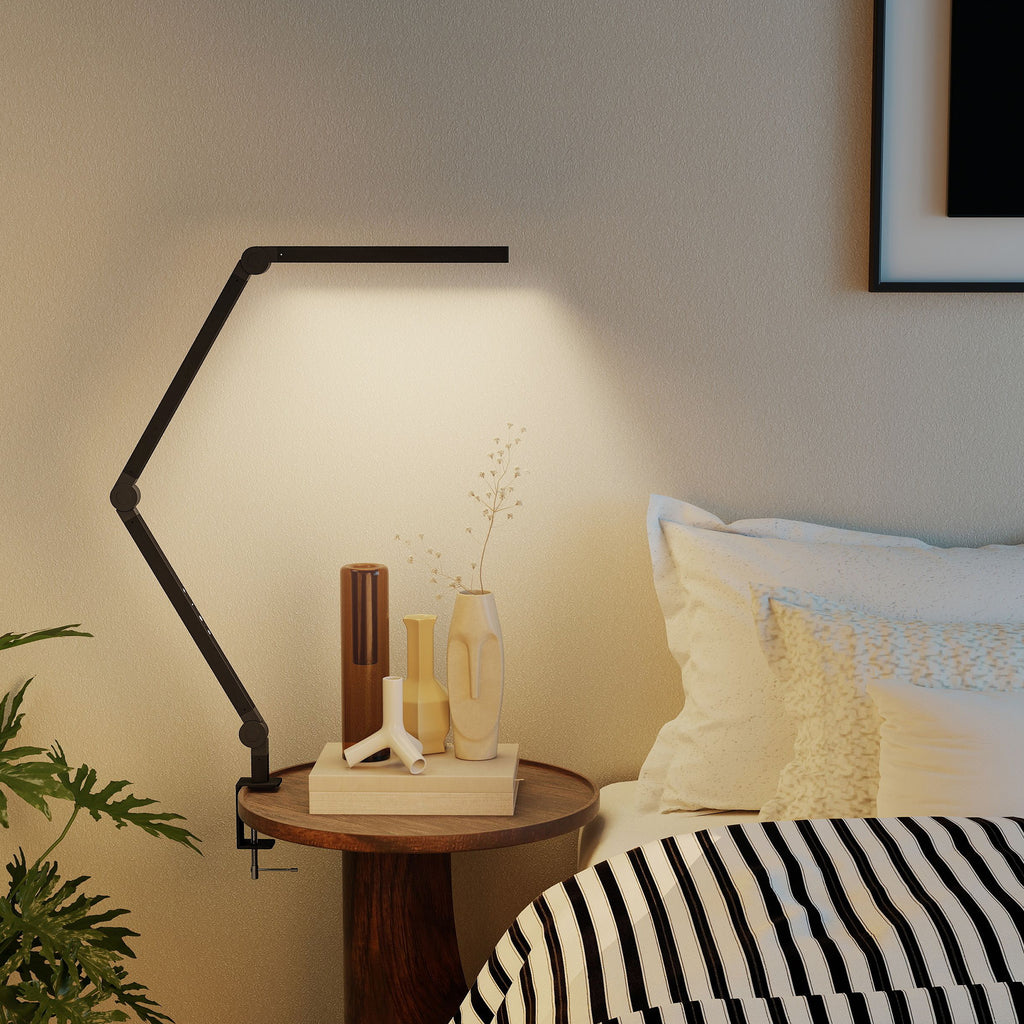 Versatile LED Desk Lamp with Dual Colour Modes - Dimmable Clamp Table Lamp for Study & Work - Sleek Black Design
