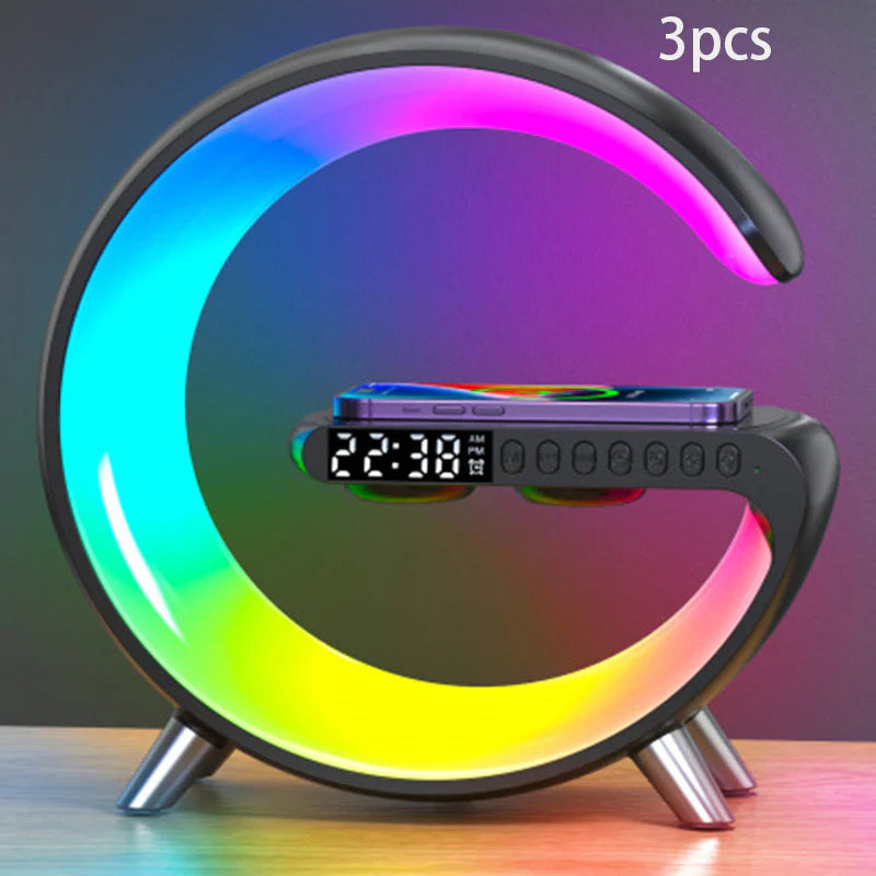 Revolutionary Smart G-Shaped LED Lamp: Bluetooth Speaker & Wireless Charger for a Stylish Home Atmosphere