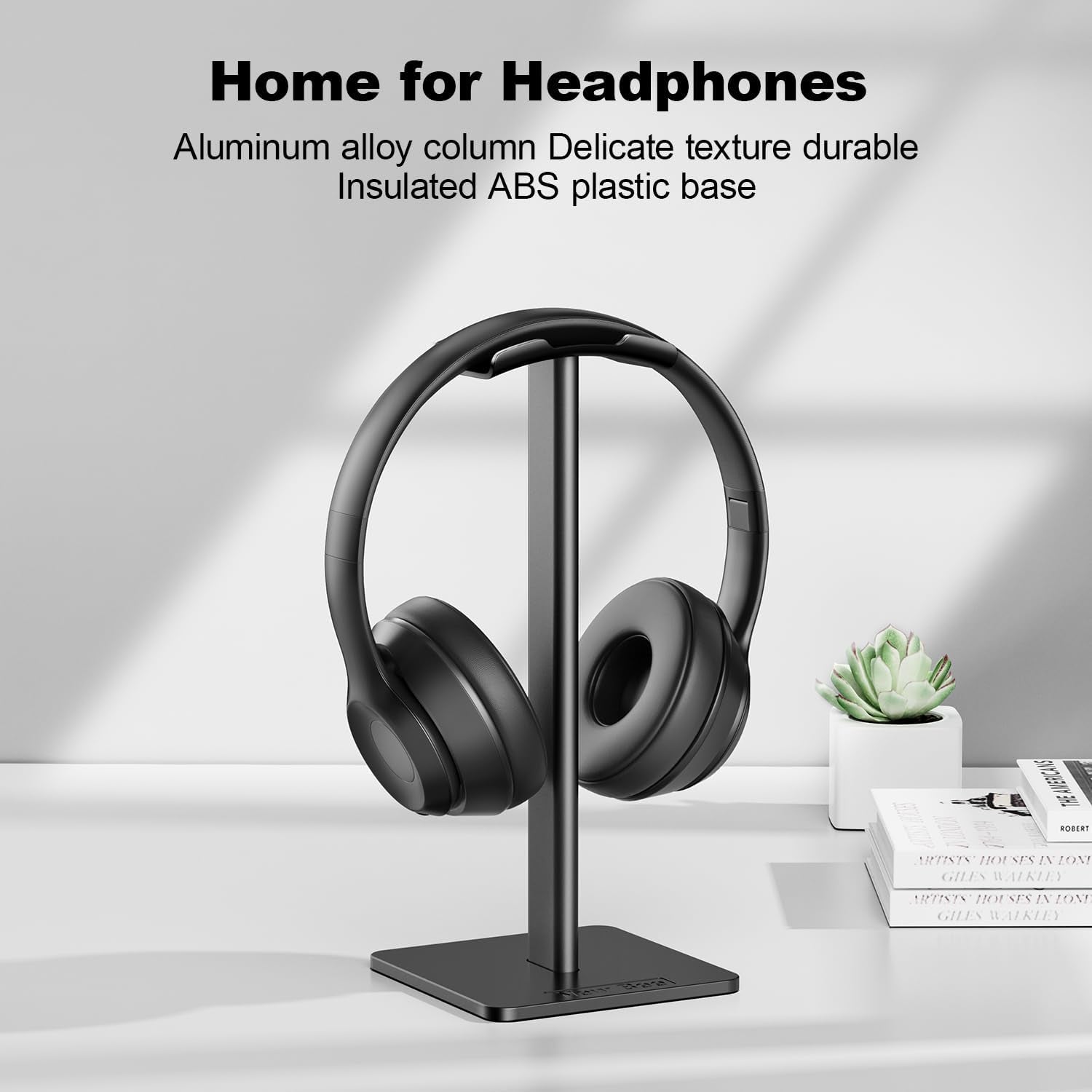 Elevate Your Audio Experience with the Sleek Black Aluminum Headphone Stand - The Ultimate Gaming and Earphone Display Solution
