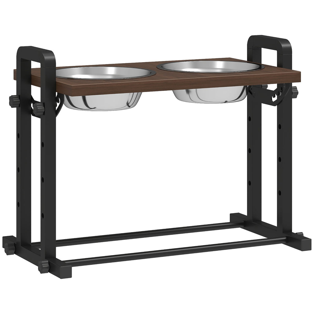 Elevate Your Dog's Dining Experience with Adjustable Raised Bowls - Stylish Brown Design with 4 Heights & 3 Angles