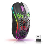 Experience Ultimate Control with the 2.4G Wireless RGB Gaming Mouse - Ergonomic Honeycomb Design, Rechargeable, and 6-Button Functionality