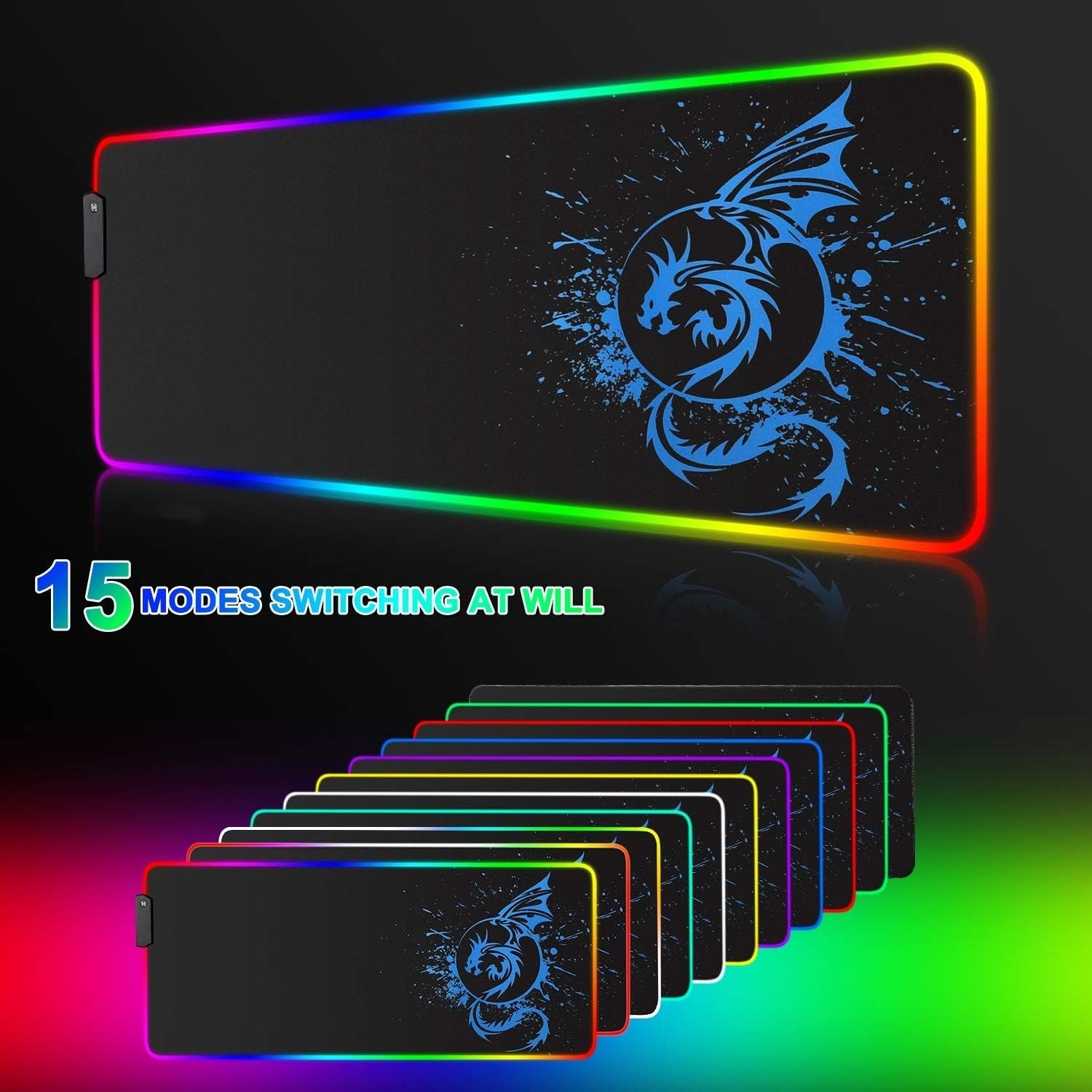 Elevate Your Gaming Experience with the Extra Large Vibrant RGB Gaming Mouse Pad - 15 Dynamic Lighting Modes & Anti-Slip Design