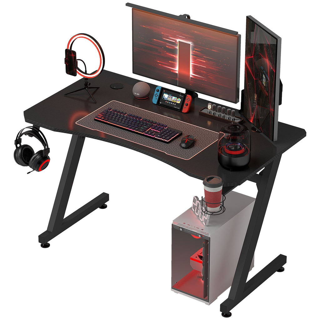 Transform Your Gaming Setup with the Sleek HOMCOM Adjustable Gaming Desk Featuring Steel Frame and Convenient Cup & Headphone Holder