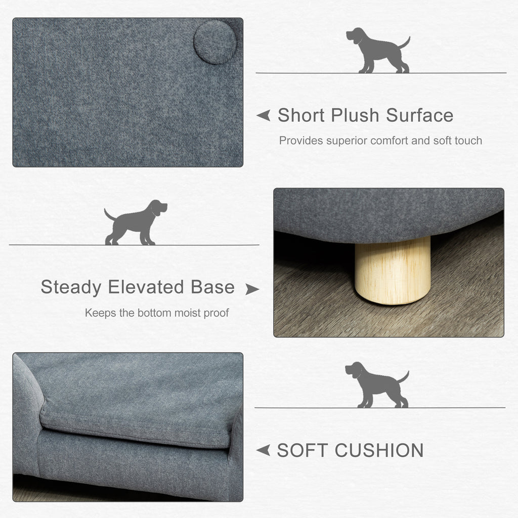 Luxurious Cozy Pet Sofa for Small Dogs & Cats - Elegant Wooden Frame with Removable Washable Cushion