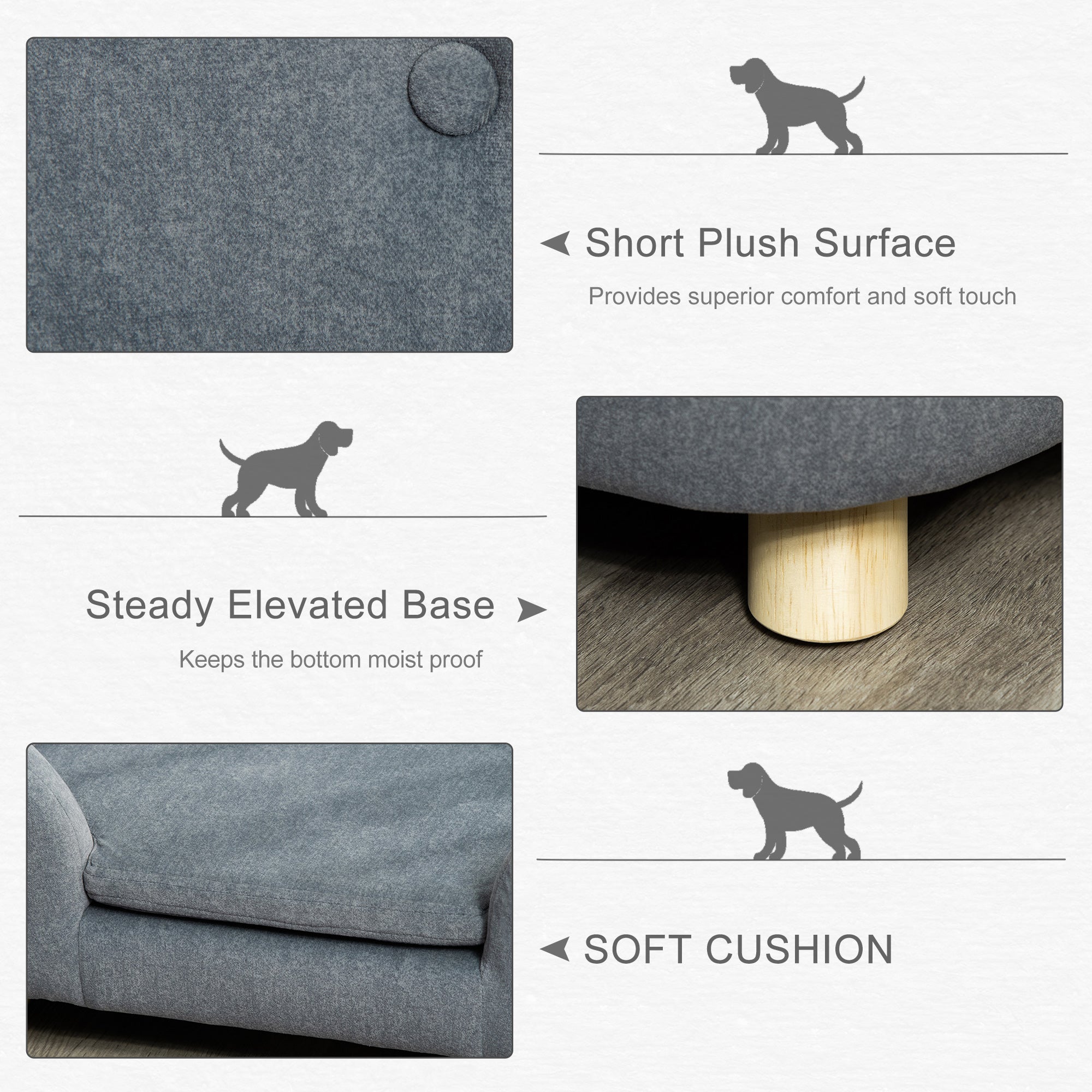 Luxurious Cozy Pet Sofa for Small Dogs & Cats - Elegant Wooden Frame with Removable Washable Cushion