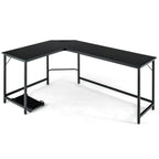Versatile L-Shaped Desk with Integrated Power Outlet and Sturdy Metal Frame for Ultimate Workspace Efficiency