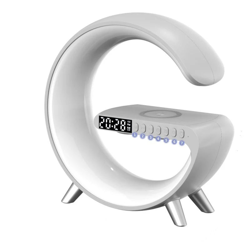 Revolutionary Smart G-Shaped LED Lamp: Bluetooth Speaker & Wireless Charger for a Stylish Home Atmosphere