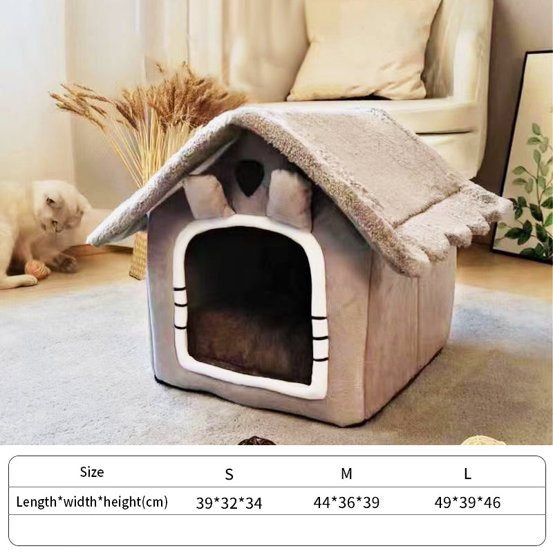 Cozy and Stylish Large Grey Pet Cat Bed - Perfect Warm House for Cats and Dogs!