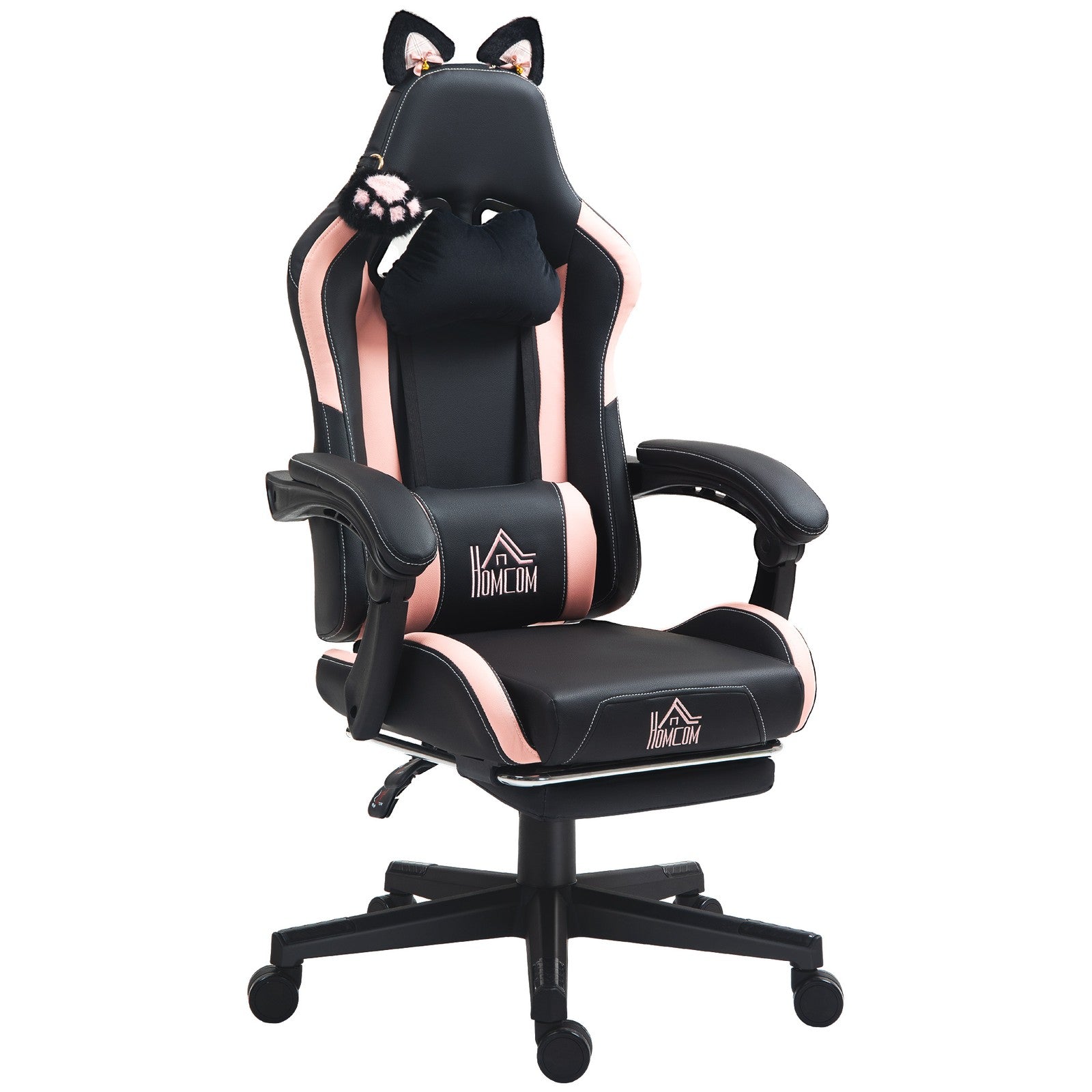 Experience Ultimate Comfort with the Ergonomic Racing Gaming Chair Featuring Recline and Footrest in Sleek Black Faux Leather