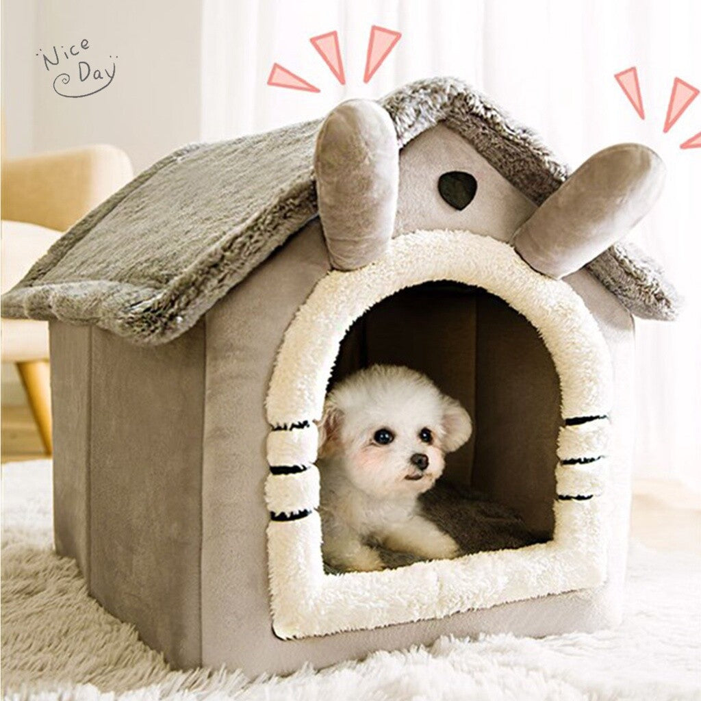 Cozy and Stylish Large Grey Pet Cat Bed - Perfect Warm House for Cats and Dogs!