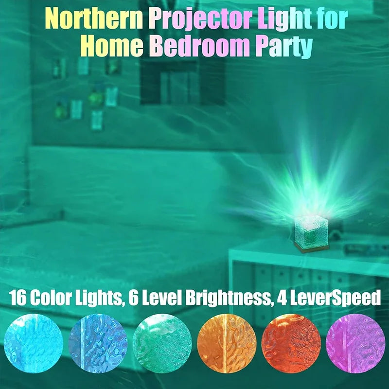 Enchanting Ocean Wave Projector Light - 16 Color Aura Glow Lamp Perfect for Creating Ambiance in Your Home, Office, Bar & Restaurant