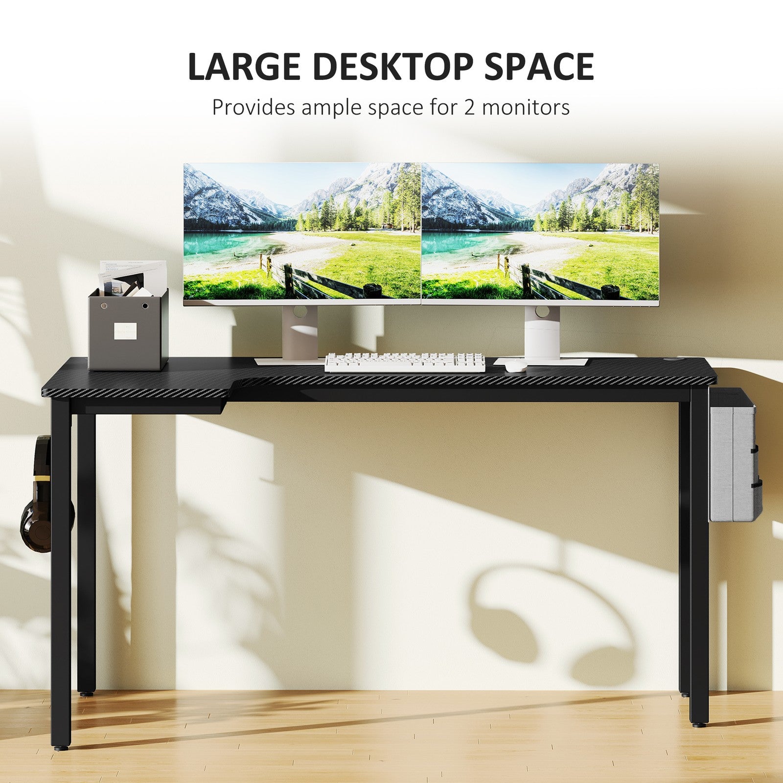 Stylish L-Shaped Corner Desk with Fabric Bag and Hooks - Perfect for Your Home Office or Study
