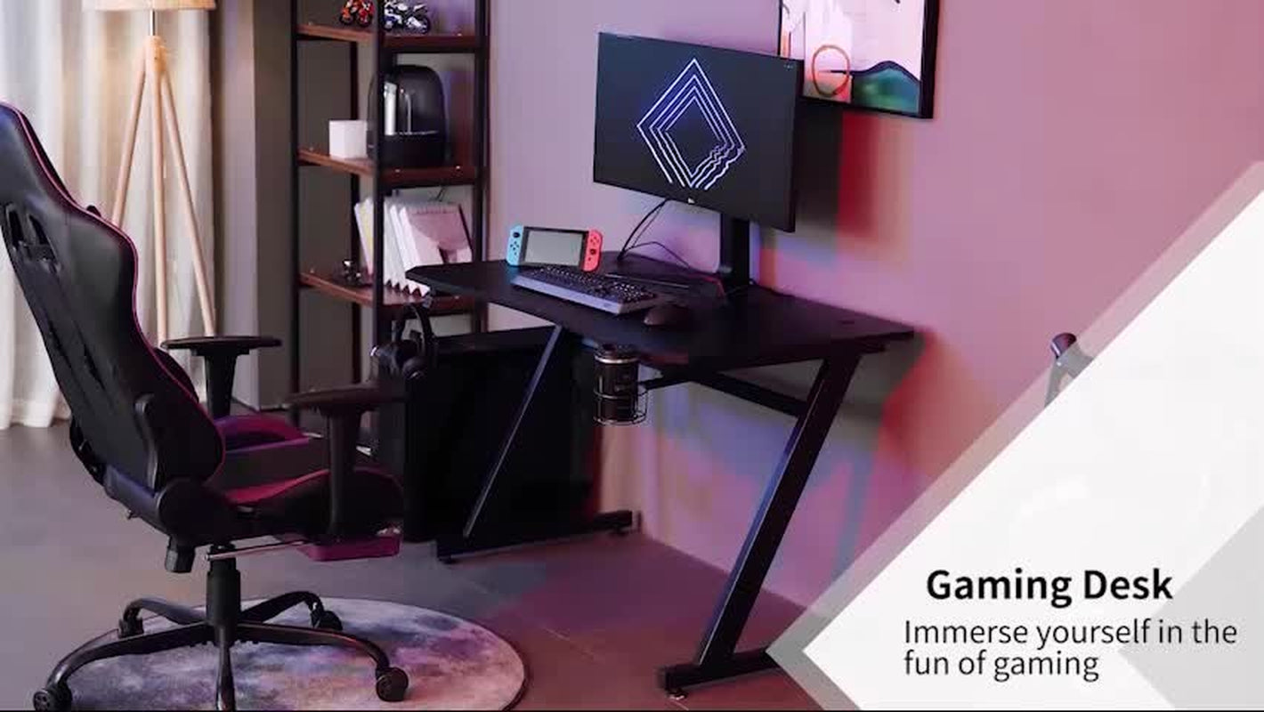 Transform Your Gaming Setup with the Sleek HOMCOM Adjustable Gaming Desk Featuring Steel Frame and Convenient Cup & Headphone Holder