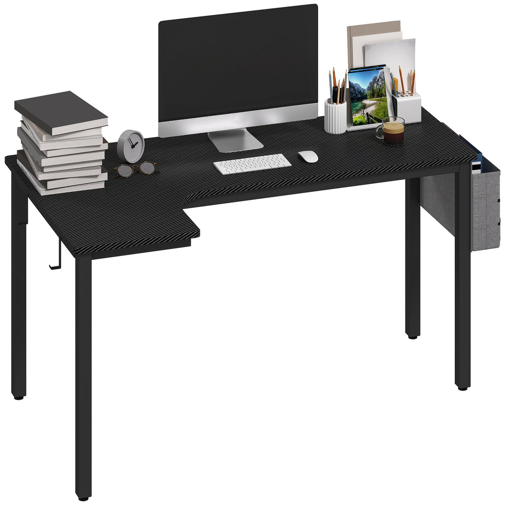 Stylish L-Shaped Corner Desk with Fabric Bag and Hooks - Perfect for Your Home Office or Study