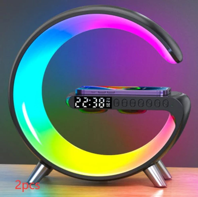 Revolutionary Smart G-Shaped LED Lamp: Bluetooth Speaker & Wireless Charger for a Stylish Home Atmosphere