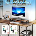 L-Shaped Gaming Desk with LED Strip and Power Outlets