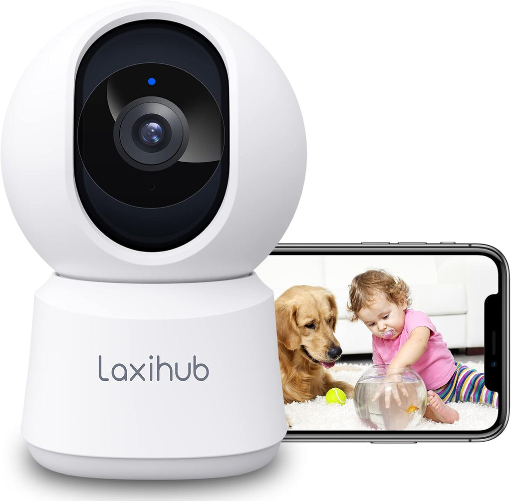 LAXIHUB 2K 3MP Pet Camera - Ultimate Indoor Security Solution for Dogs, Cats, and Babies with 360° View and Smart Features