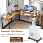 Versatile L-Shaped Desk with Integrated Power Outlet and Sturdy Metal Frame for Ultimate Workspace Efficiency