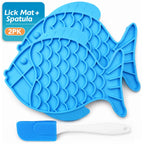 Elevate Your Pet's Mealtime with Our 2-Pack Silicone Lick Mats for Cats & Dogs - Includes Spatula & Strong Suction Cups!