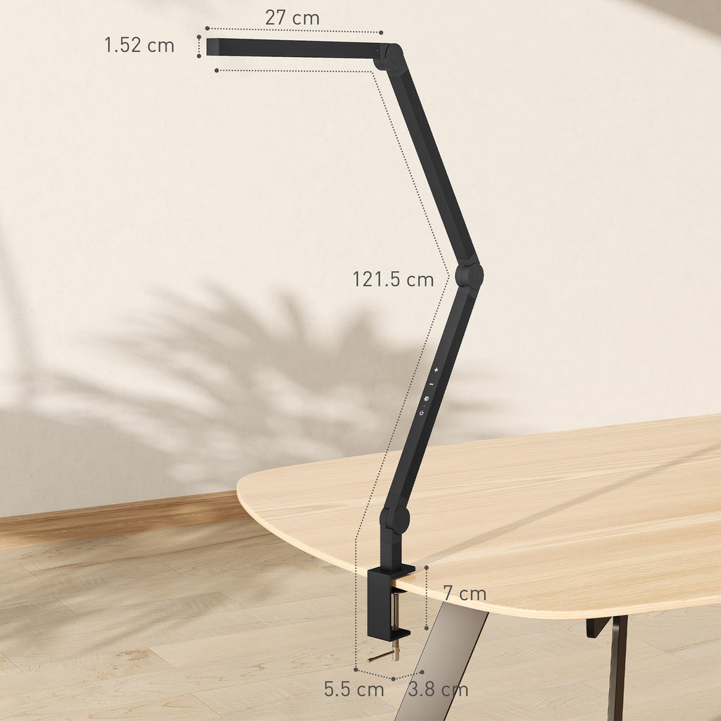 Versatile LED Desk Lamp with Dual Colour Modes - Dimmable Clamp Table Lamp for Study & Work - Sleek Black Design