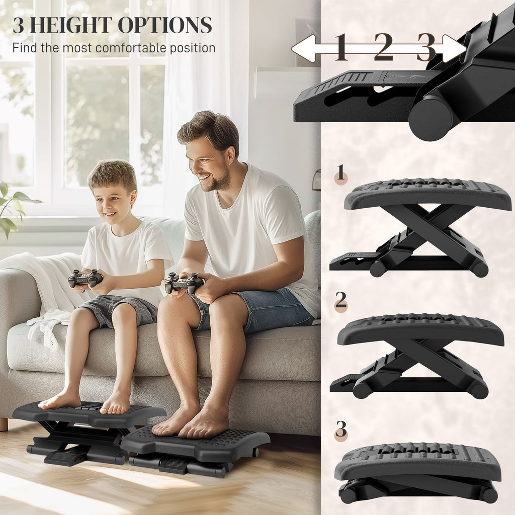 Experience Ultimate Comfort with the Adjustable Ergonomic Foot Rest Under Desk Featuring Soothing Massage Rollers