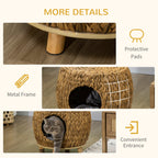 Pawhut Chic Rattan Cat House Stool with Plush Cushion - The Ultimate Retreat for Your Feline Companion!