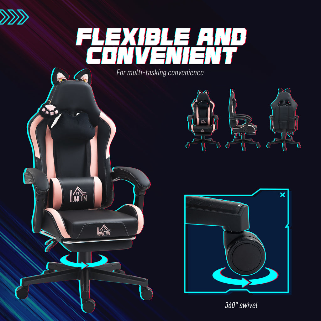 Experience Ultimate Comfort with the Ergonomic Racing Gaming Chair Featuring Recline and Footrest in Sleek Black Faux Leather