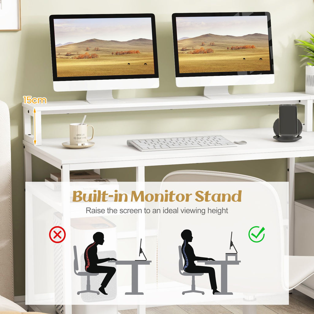 Elevate Your Workspace with the 168 CM Modern Home Office Computer Desk Featuring a Convenient Monitor Stand